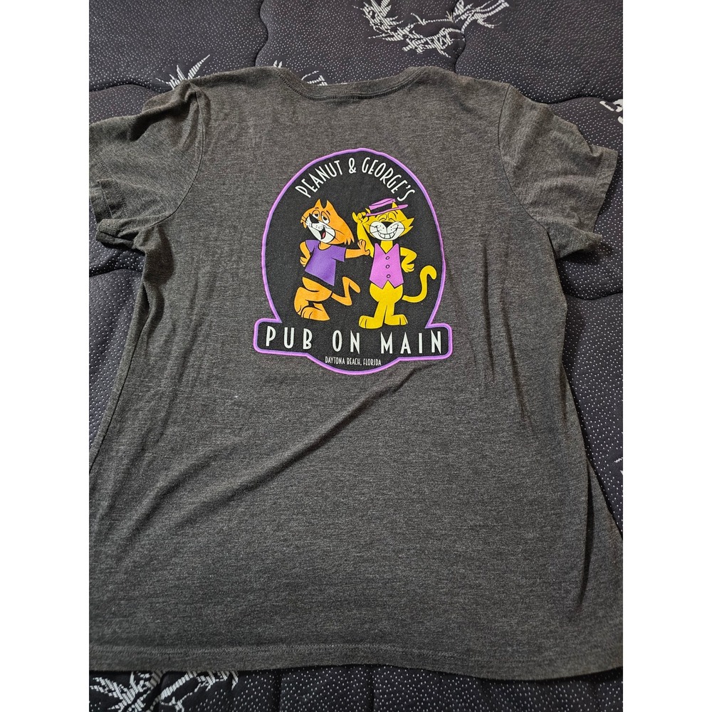 Peanut & George's Pub On Main Daytona Beach FL V-Neck Graphic T-Shirt Gray XL